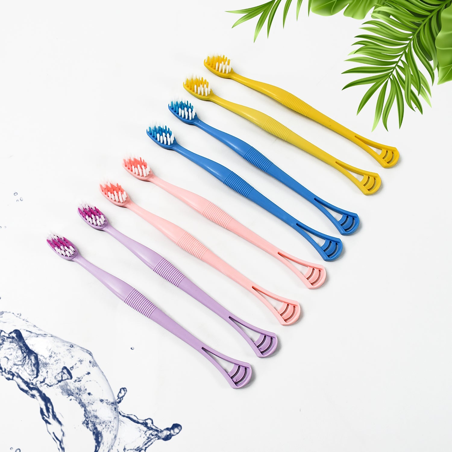 12814 2-in-1 Tooth Brush with Tongue Scraper, Soft Bristle & Long Handle (8Pcs) Soft Toothbrush 12814 2-in-1 Tooth Brush with Tongue Scraper, Soft Bristle & Long Handle (8Pcs) Soft Toothbrush